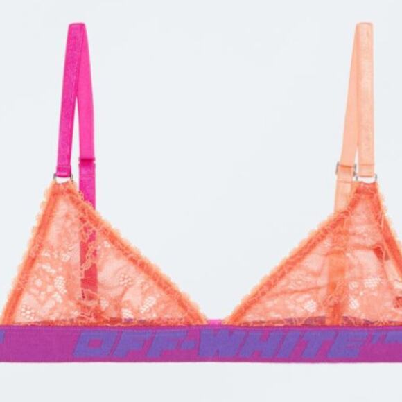 Off White Lace bra Salmon pink M - Picture 4 of 12